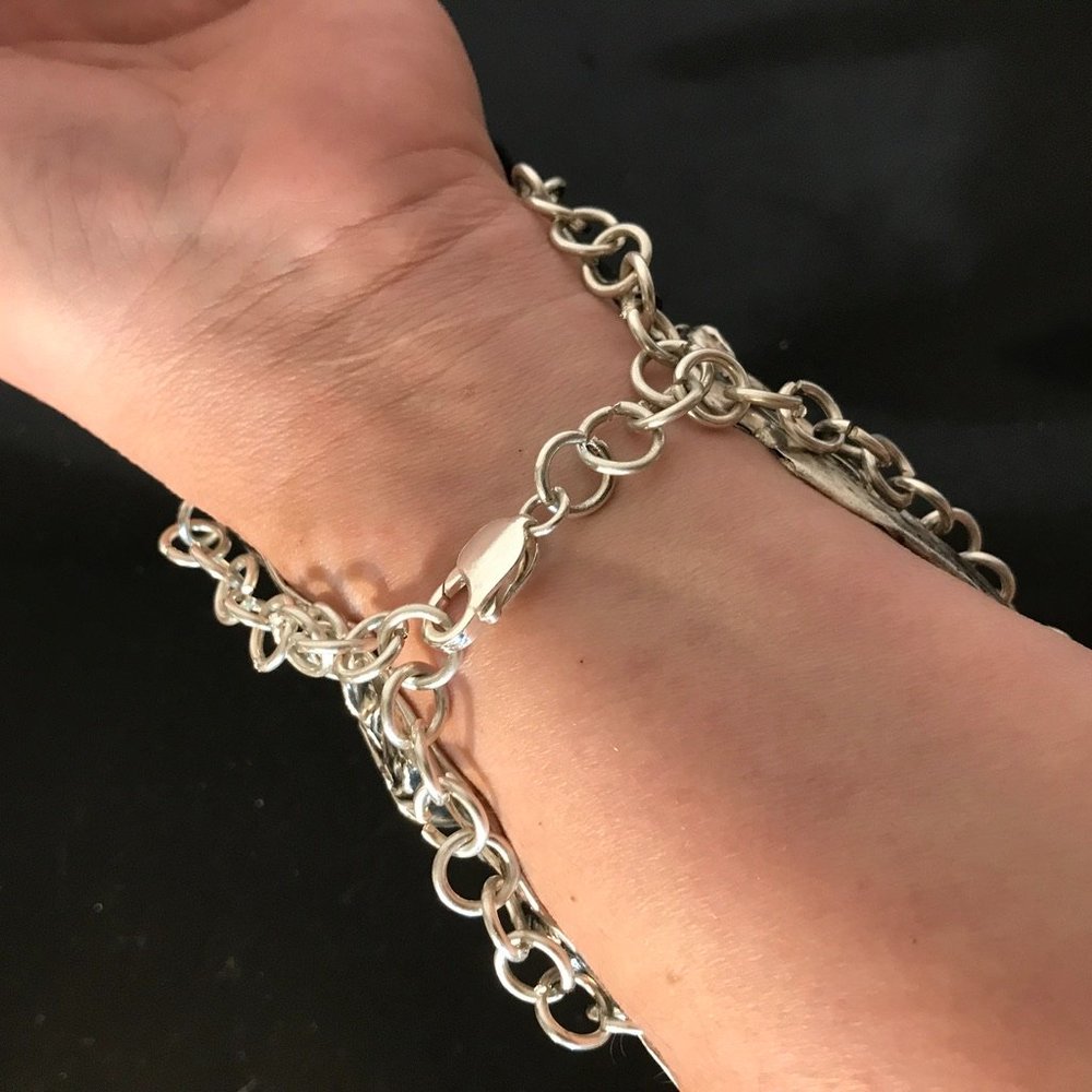 Rose Sterling Silver 925 Bracer Wide Cuff Bracelet Victorian Gladiator Floral - Picture 5 of 11